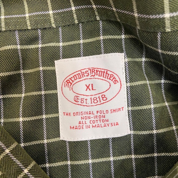 Brooks Brothers Army Green Checkered Mens XL Button Down Longsleeve - Picture 2 of 8